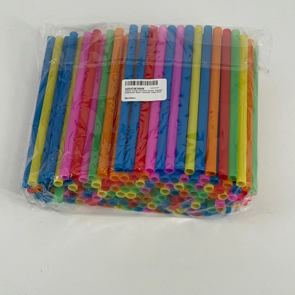 Jumbo Smoothie Straws 150ct Wide Mouth Disposable Colorful Boba New